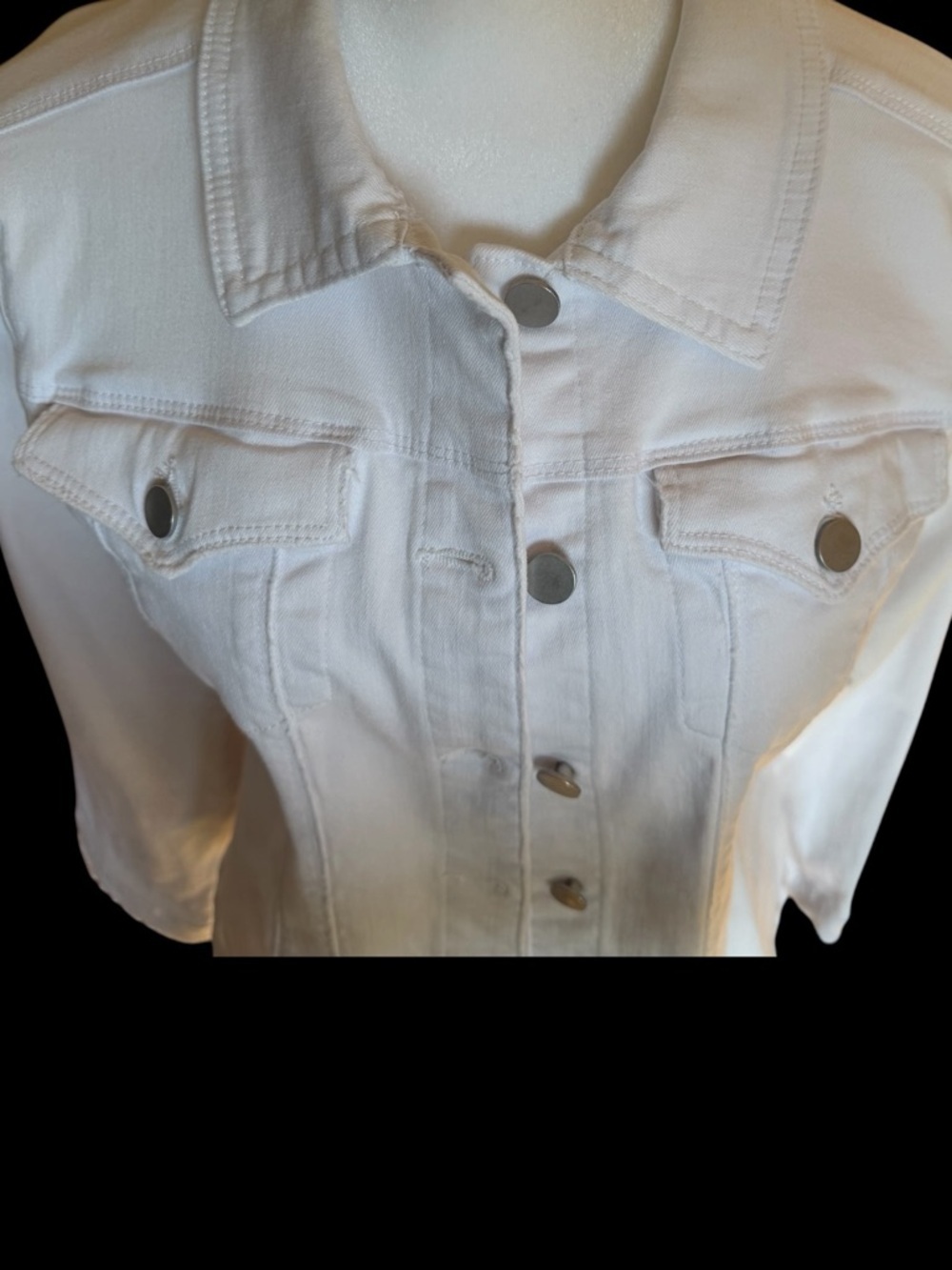 Reba-Dillards Large Classic White Denim Jacket - Women's Lightweight Jean Jacket - Picture 10 of 16